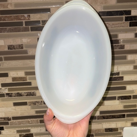 Glasbake Currier And Ives Vintage Steamboat 1 Quart Milk Glass Casserole Dish - Picture 3 of 8